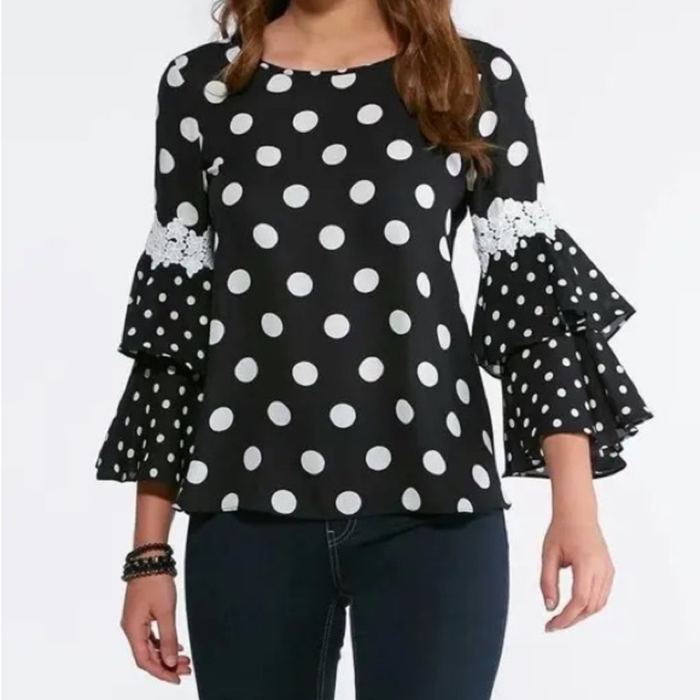 Black and White Polka Dot Women's Top